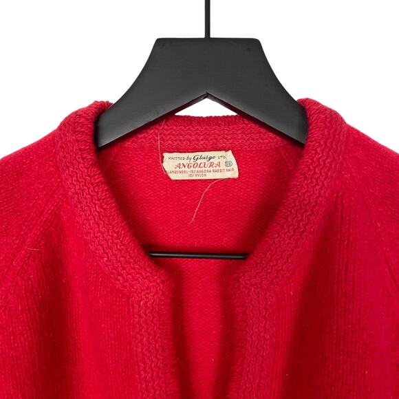 Vintage Cardigan Sweater Red Womens Size Medium Lambswool Angora Rabbit Hair - Picture 8 of 9